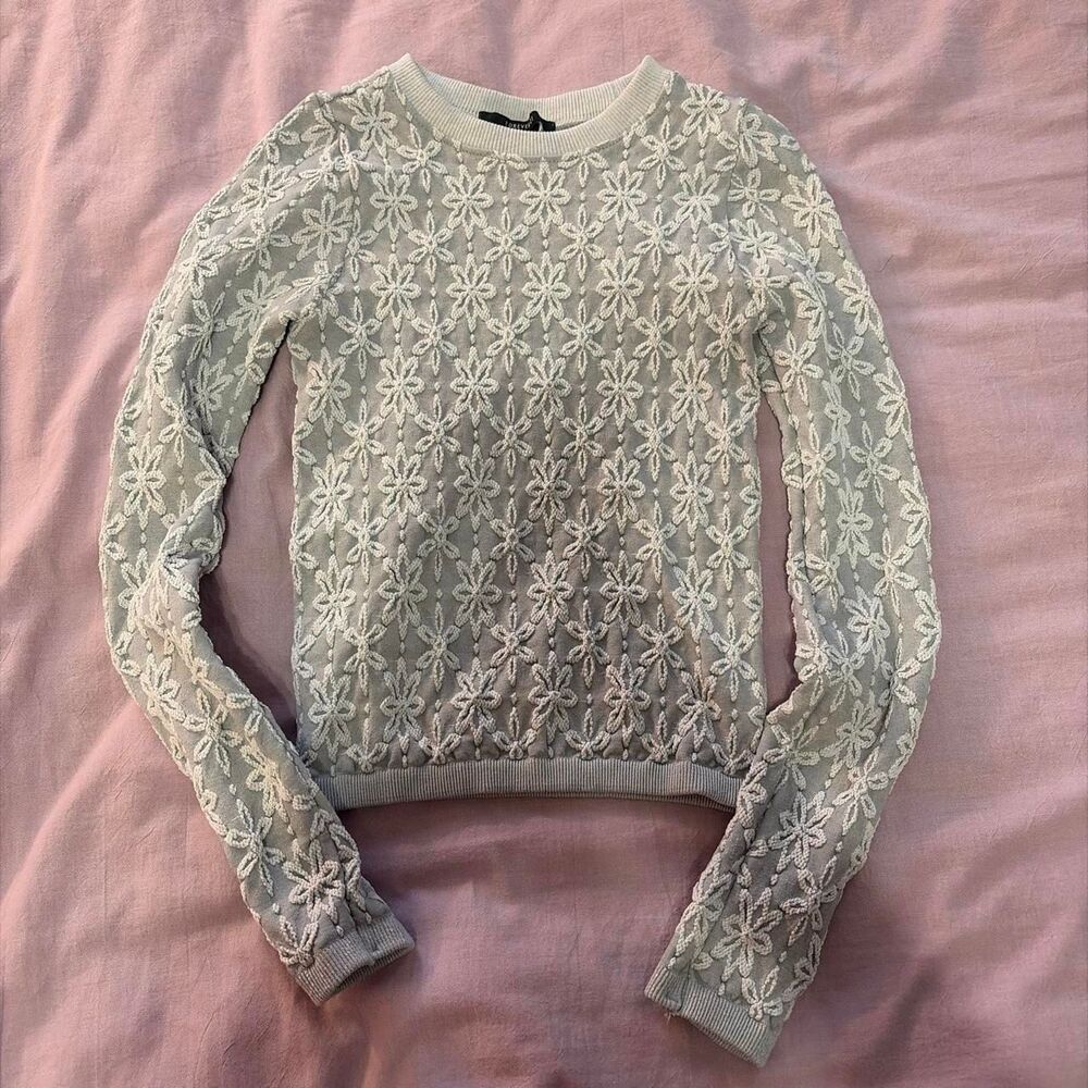 Forever-21 Women's White and Grey Blouse